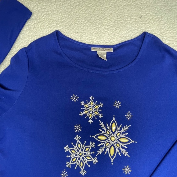 NWT Rebecca Malone Blue Embroidered 1X Women’s Top - Picture 5 of 14